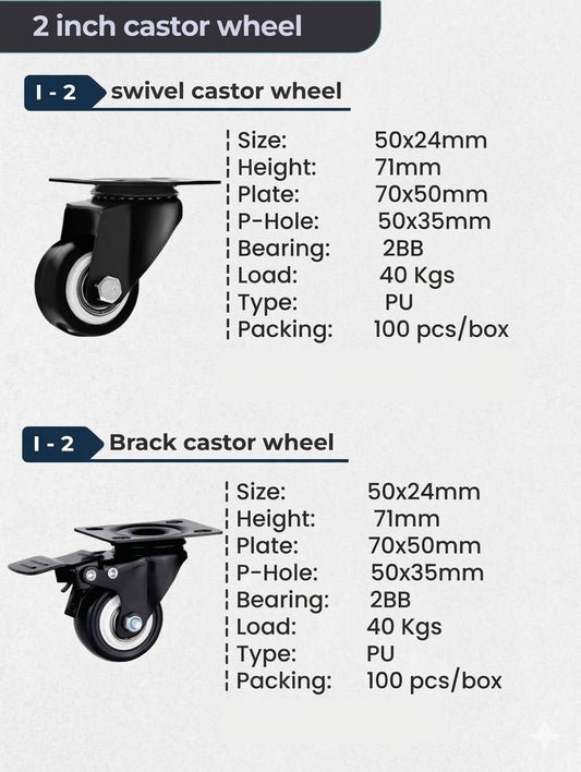CASTORS/WHEELS 2" (4Pc)